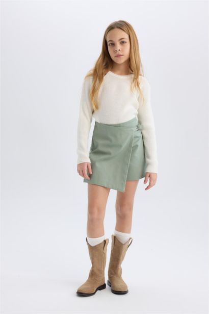 Short-jupe en gabardine pour fille