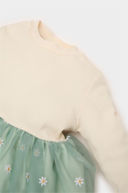 Baby Girl Floral Long Sleeve Tulle Dress