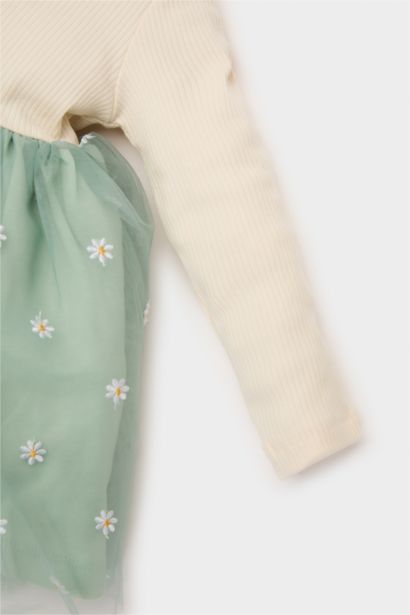 Baby Girl Floral Long Sleeve Tulle Dress