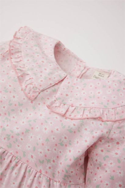 Robe à manches longues en twill fleuri pour bébé fille
