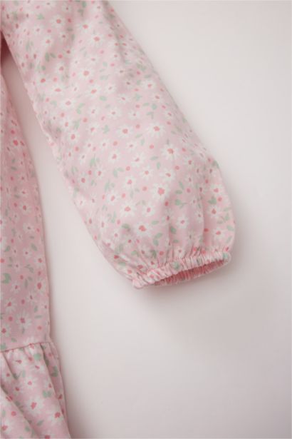 Robe à manches longues en twill fleuri pour bébé fille