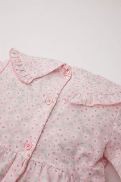 Robe à manches longues en twill fleuri pour bébé fille