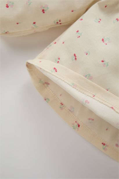 Baby Girl Baby Collar Floral Twill Long Sleeve Shirt