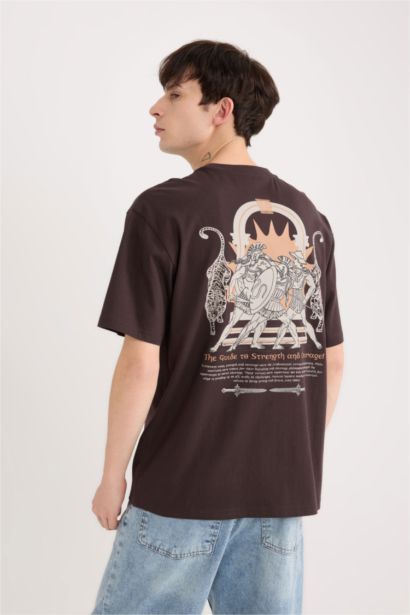 Boxy Fit Crew Neck Printed Short Sleeve T-Shirt