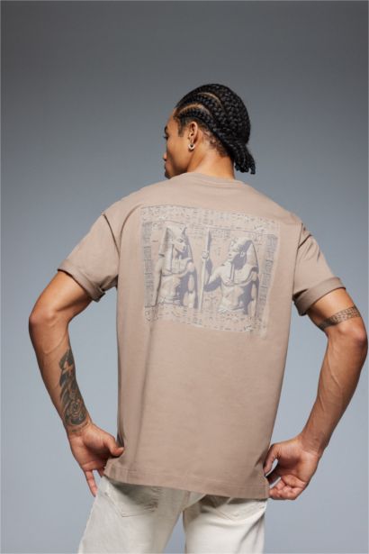Oversiz Fit Crew Neck Back Printed T-Shirt