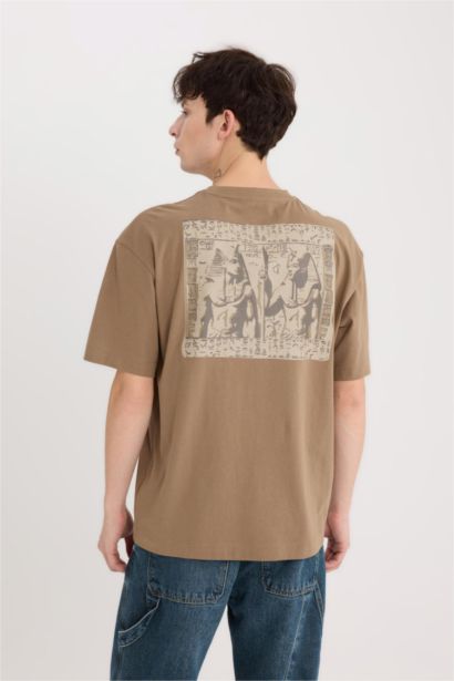 Oversiz Fit Crew Neck Back Printed T-Shirt