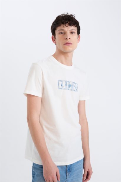 Slim Fit Crew Neck Printed Short Sleeve T-Shirt