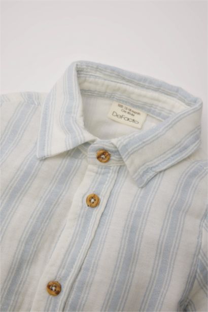 قميص مخطط بيبي اولادي كم طويل قصة عادية