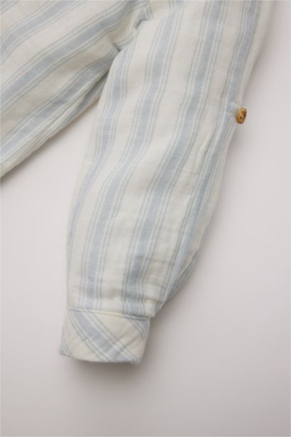 قميص مخطط بيبي اولادي كم طويل قصة عادية