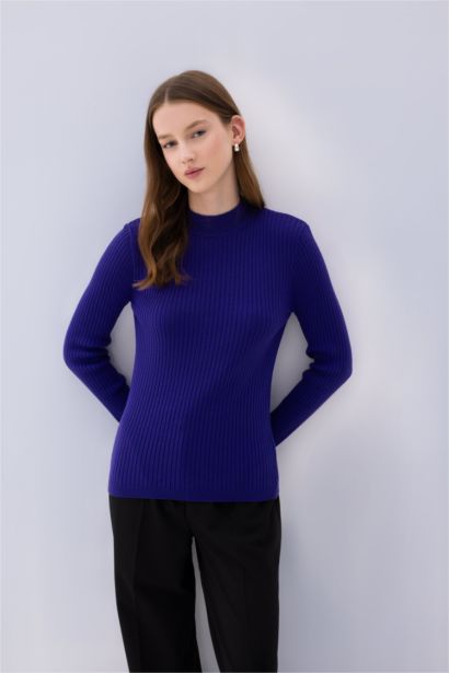 Regular Fit Half Turtleneck Basic Plain Knitwear Pullover Tunic