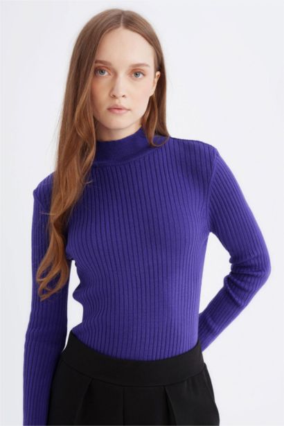 Regular Fit Half Turtleneck Basic Plain Knitwear Pullover Tunic