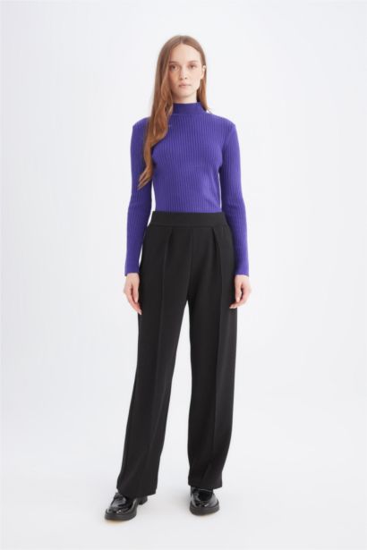 Regular Fit Half Turtleneck Basic Plain Knitwear Pullover Tunic