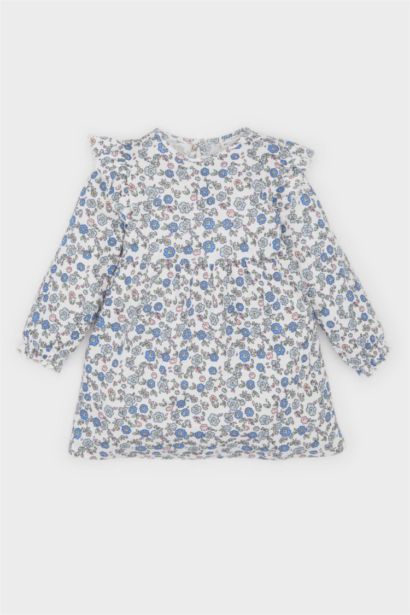 Robe fleurie à manches longues pour bébé fille