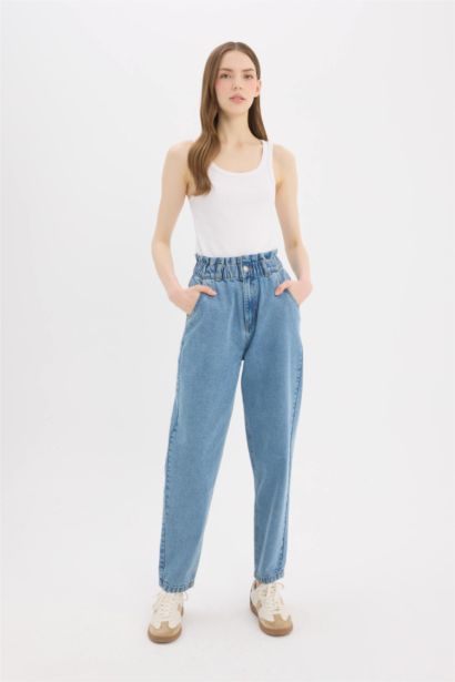 Jean paperbag à taille haute et longueur cheville