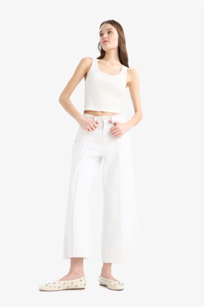 High Waist Short Wide Leg Trousers