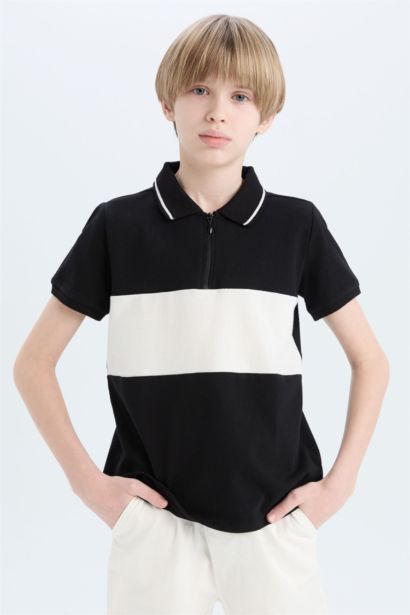 Boy Boy Color Block Pique Polo T-Shirt