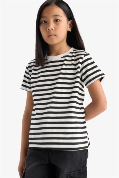 Lot de 3 T-shirts à manches courtes et col rond Coupe décontractée pour fille