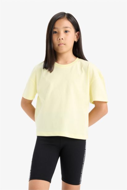 Relax Fit Bisiklet Yaka 2'li Kısa Kollu Tişört Kız Çocuk