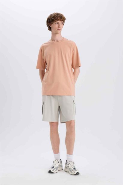 Regular Fit Tied Waist Cargo Shorts