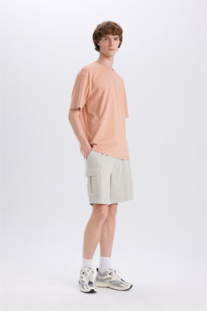 Regular Fit Tied Waist Cargo Shorts