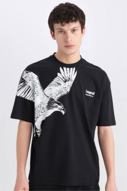 Oversize Fit Crew Neck Printed Short Sleeve T-Shirt
