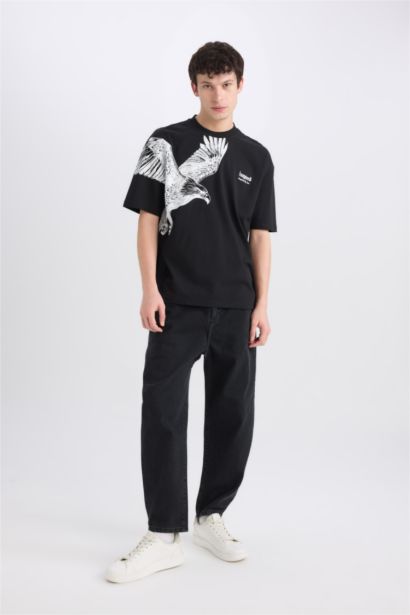 Oversize Fit Crew Neck Printed Short Sleeve T-Shirt