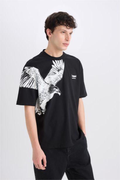 Oversize Fit Crew Neck Printed Short Sleeve T-Shirt