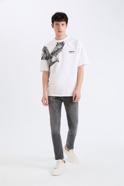 Oversize Fit Crew Neck Printed Short Sleeve T-Shirt