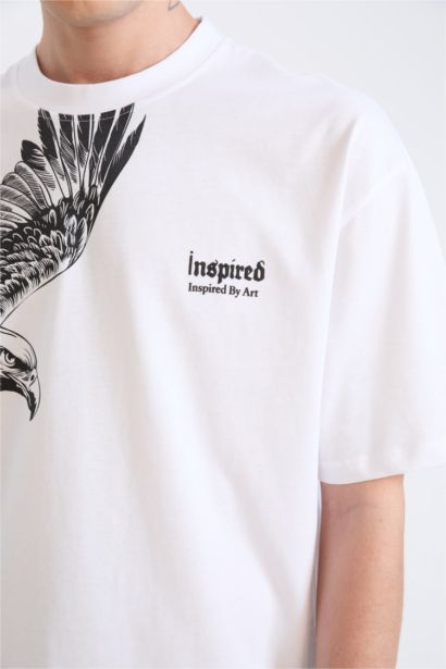 Oversize Fit Crew Neck Printed Short Sleeve T-Shirt