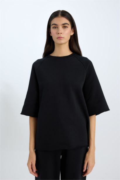 Oversize Fit Crew Neck Casual Sweatshirt