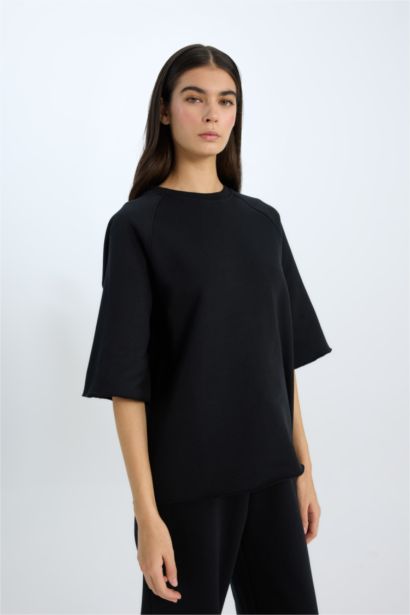 Oversize Fit Crew Neck Casual Sweatshirt