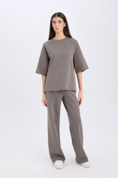 Oversize Fit Crew Neck Casual Sweatshirt