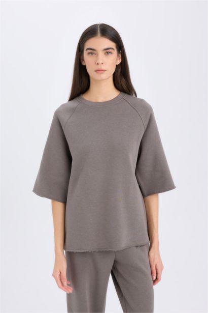 Oversize Fit Crew Neck Casual Sweatshirt