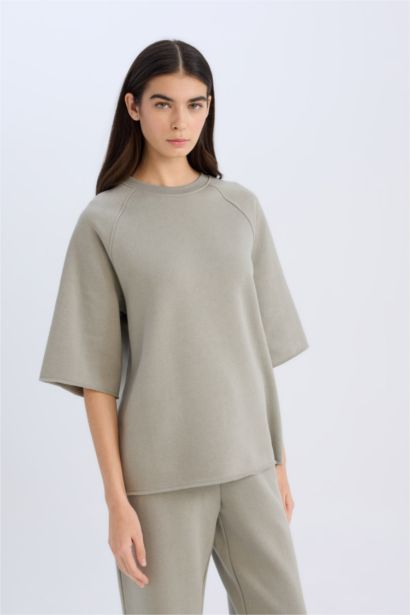 Oversize Fit Crew Neck Casual Sweatshirt