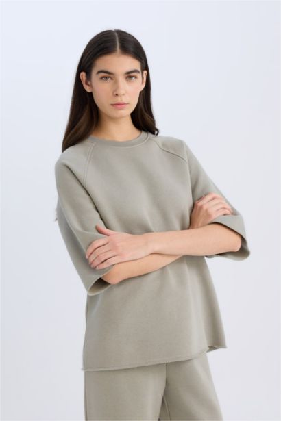 Oversize Fit Crew Neck Casual Sweatshirt