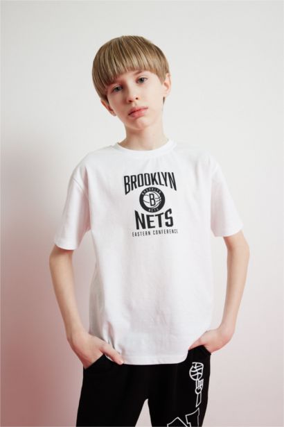 Boy NBA Brooklyn Nets Crew Neck Back Printed T-Shirt
