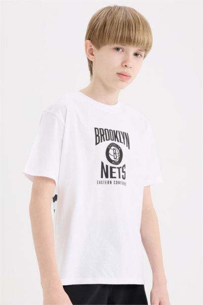 Boy NBA Brooklyn Nets Crew Neck Back Printed T-Shirt