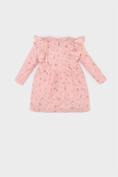 Baby Girl Floral Long Sleeve Waffle Dress