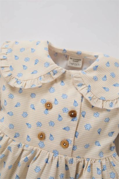 Robe longue fleurie à manches longues pour bébé fille