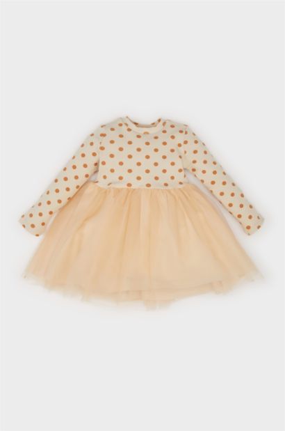 Robe en tulle imprimée à manches longues pour bébé fille