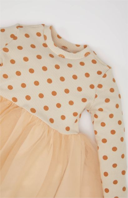 Robe en tulle imprimée à manches longues pour bébé fille