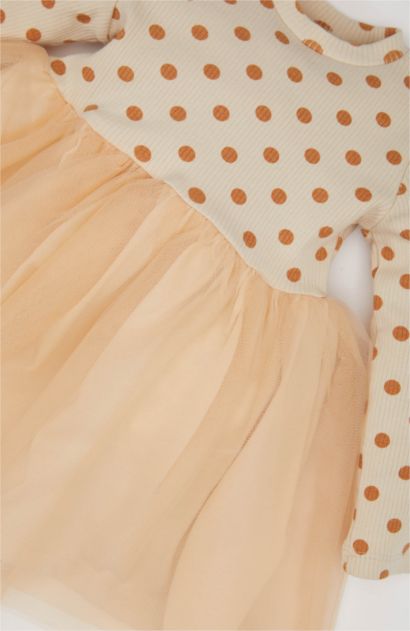 Robe en tulle imprimée à manches longues pour bébé fille