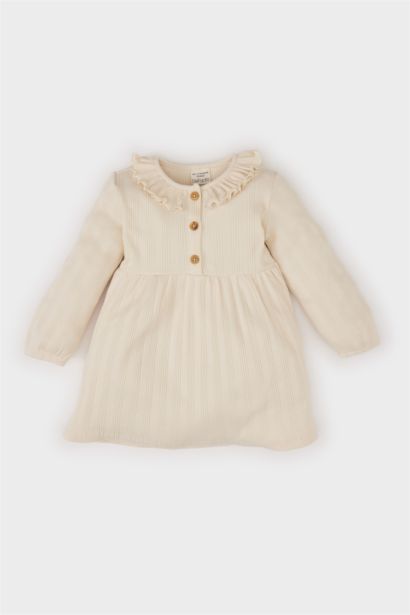 Robe à manches longues en tissu côtelé pour bébé fille
