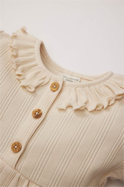 Robe à manches longues en tissu côtelé pour bébé fille