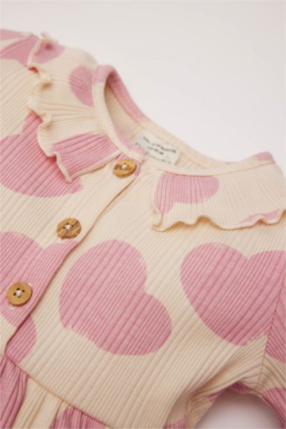 Robe en maille côtelée imprimée à manches longues pour bébé fille