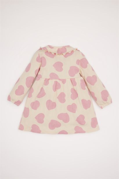 Robe en maille côtelée imprimée à manches longues pour bébé fille