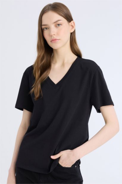 Regular Fit V Neck Short Sleeve T-Shirt