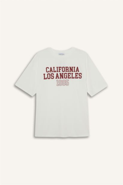 تيشيرت نص ردن اوفر سايز بياخة مستديرة