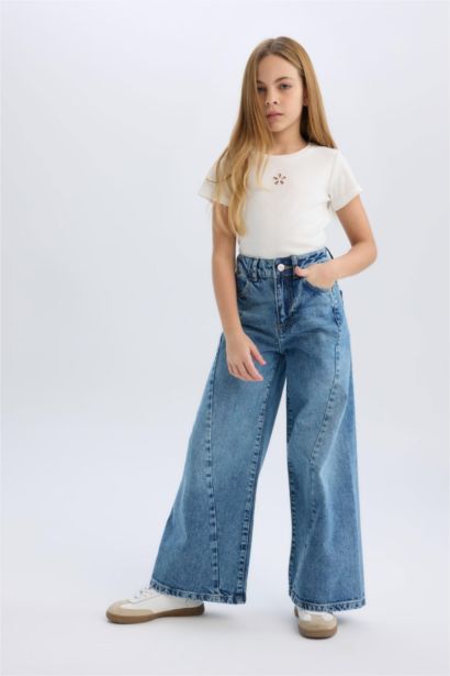 Wide Leg Geniş Bol Paça Jean Pantolon Kız Çocuk