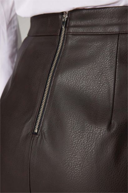 Sorbe x DeFacto A Cut High Waist Faux Leather Mini Skirt